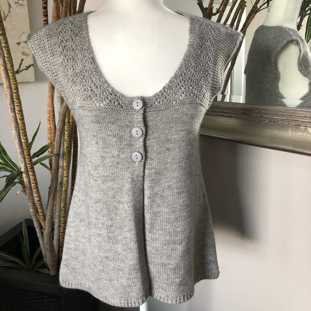 WILLI SMITH Grey Short Sleeve Knit Sweater Top S
